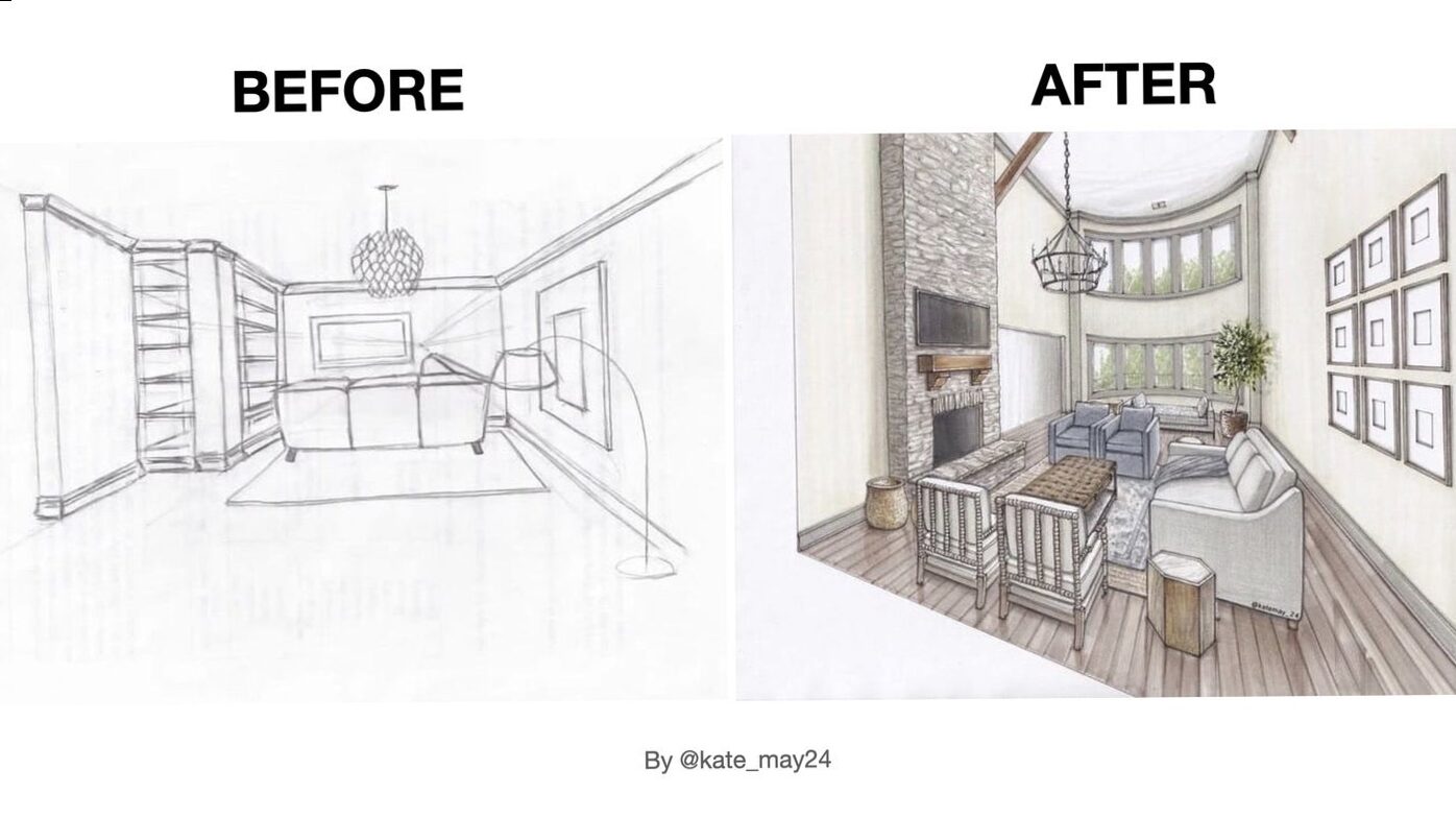 Learn interior architectural drawing: design, present