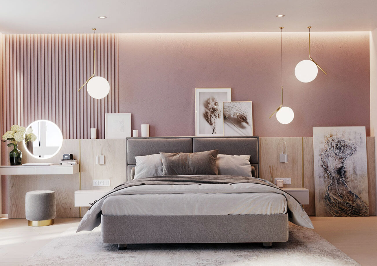 Gray and pink decoration: the winning combo
